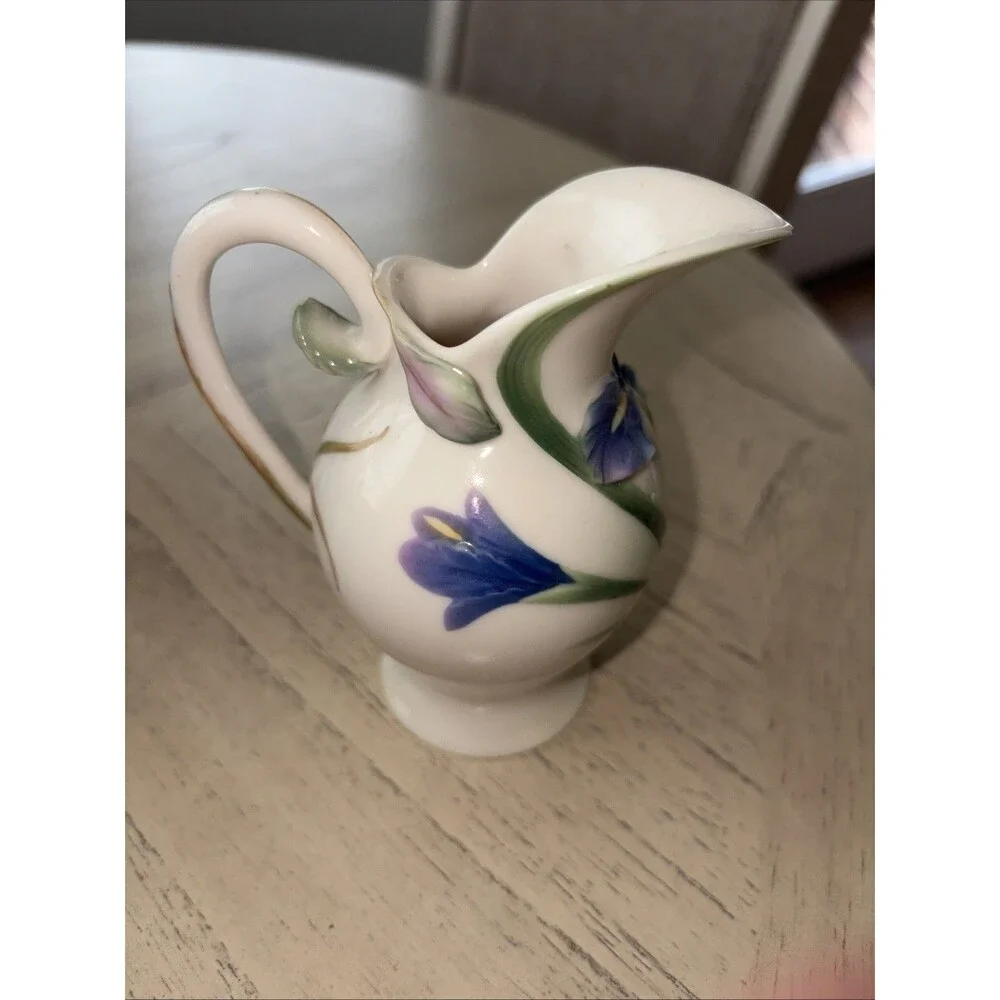 Franz Porcelain Hummingbird Sugar Jar Bowl & CREAMER Floral Design Beautiful!